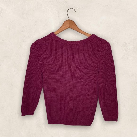 New‎ 525 America S L Revolve Maroon Ribbed Knit Crop Slim Fit Pullover Sweater - Picture 2 of 5